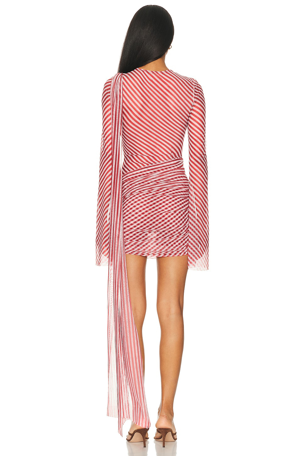 Mesh Stripe See-Through Mini Dress