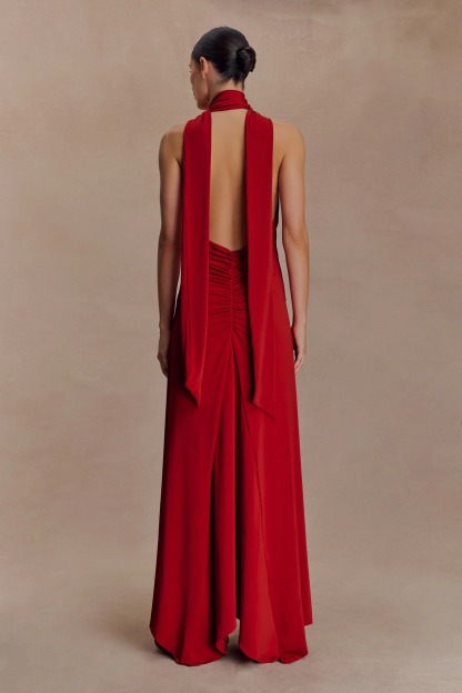 Jersey V-Neck Backless Maxi Dress