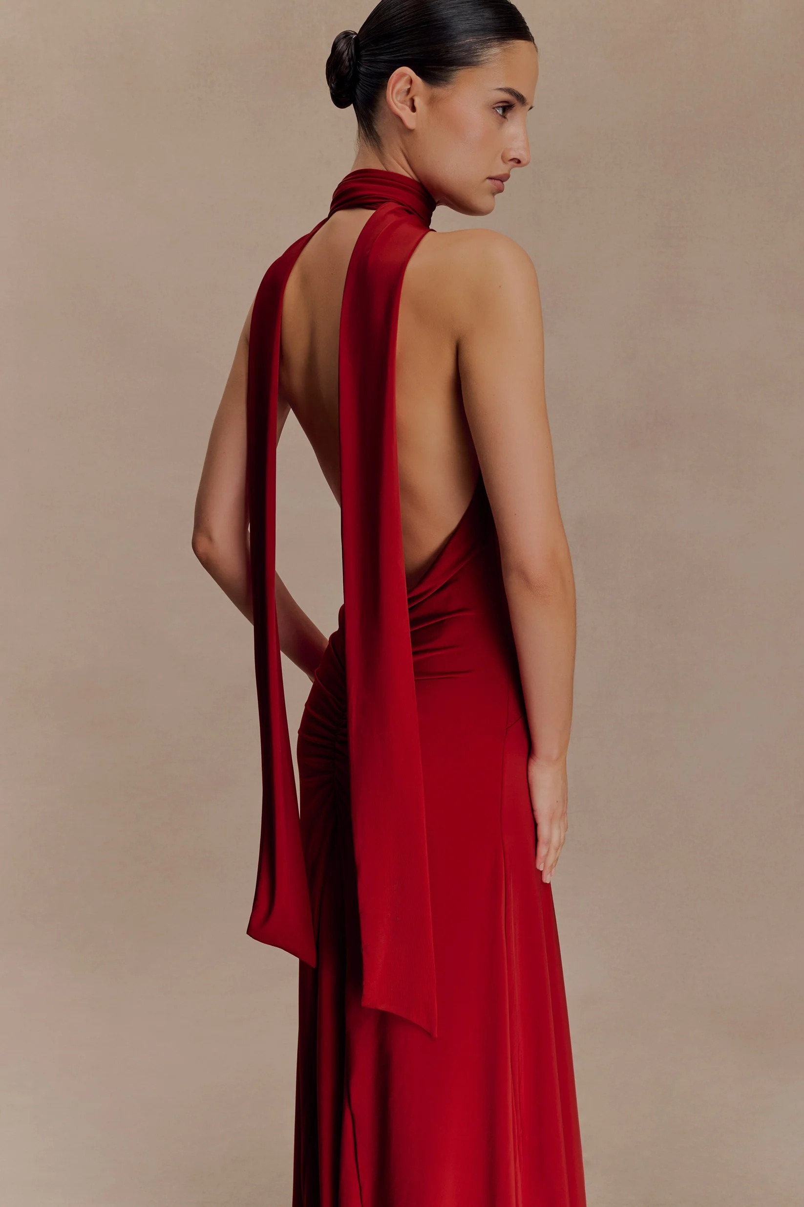 Jersey V-Neck Backless Maxi Dress