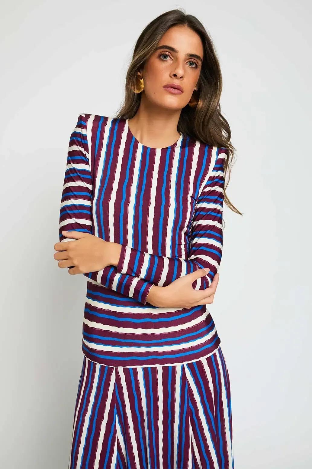 Jersey Stripe Long Sleeve Maxi Dress