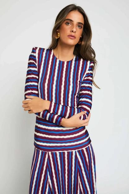 Jersey Stripe Long Sleeve Maxi Dress