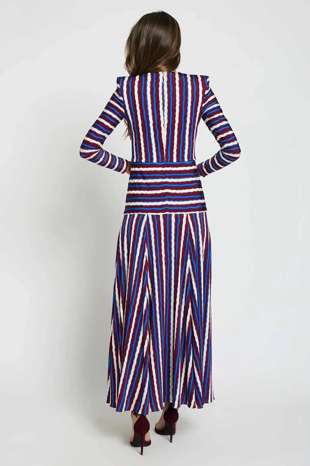 Jersey Stripe Long Sleeve Maxi Dress