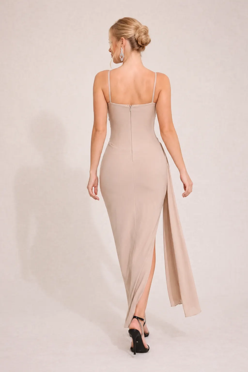 Bandage Splicing Mesh Rivet Maxi Dress