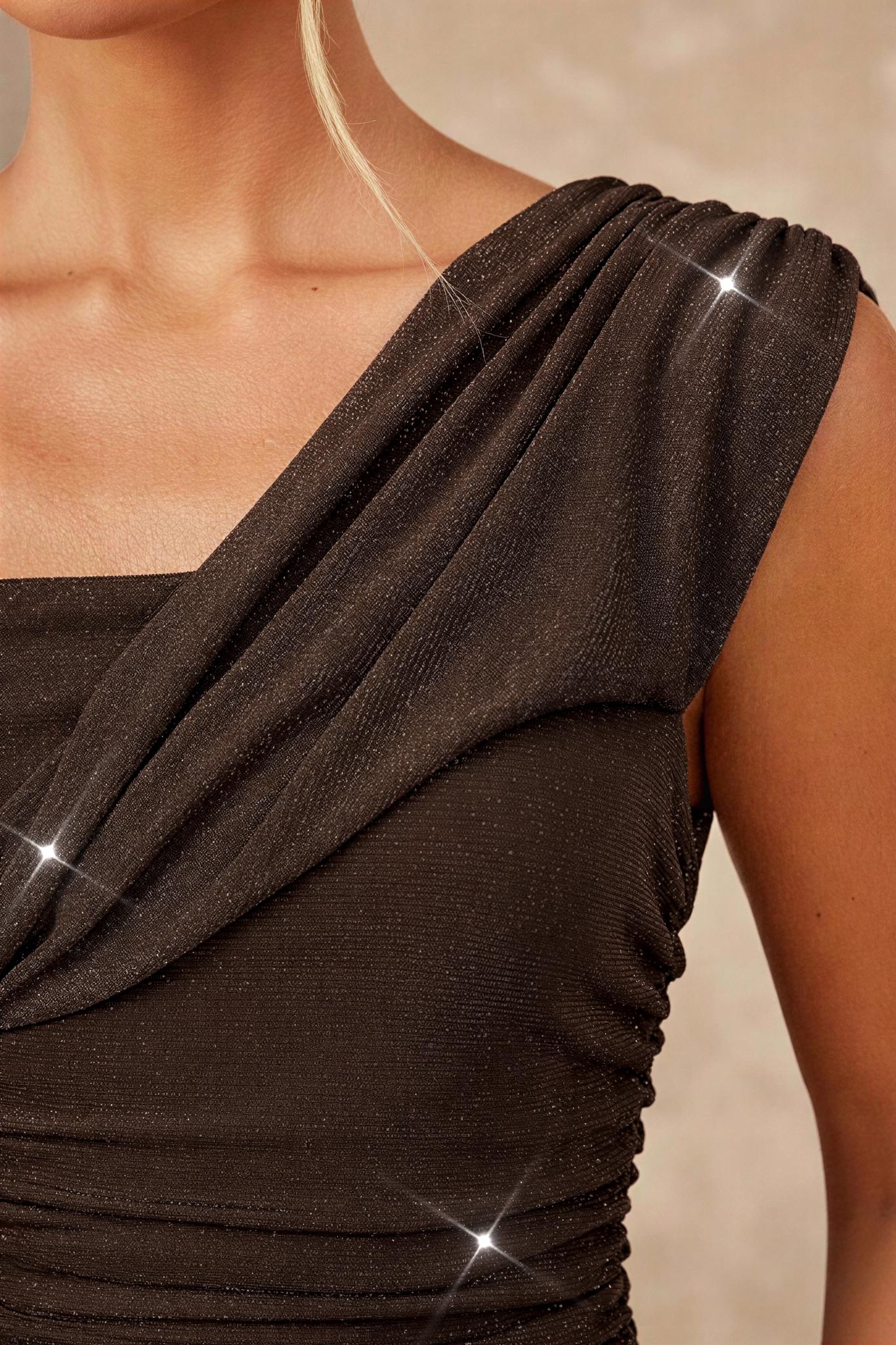Luxury Skew Collar Slit Maxi Dress