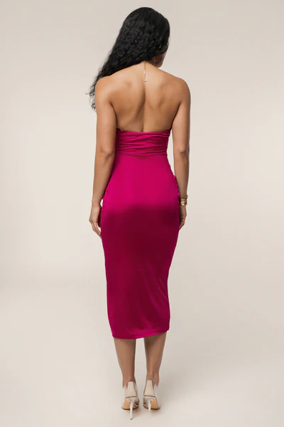 Solid Gold Accents Cut-Out Midi Dress