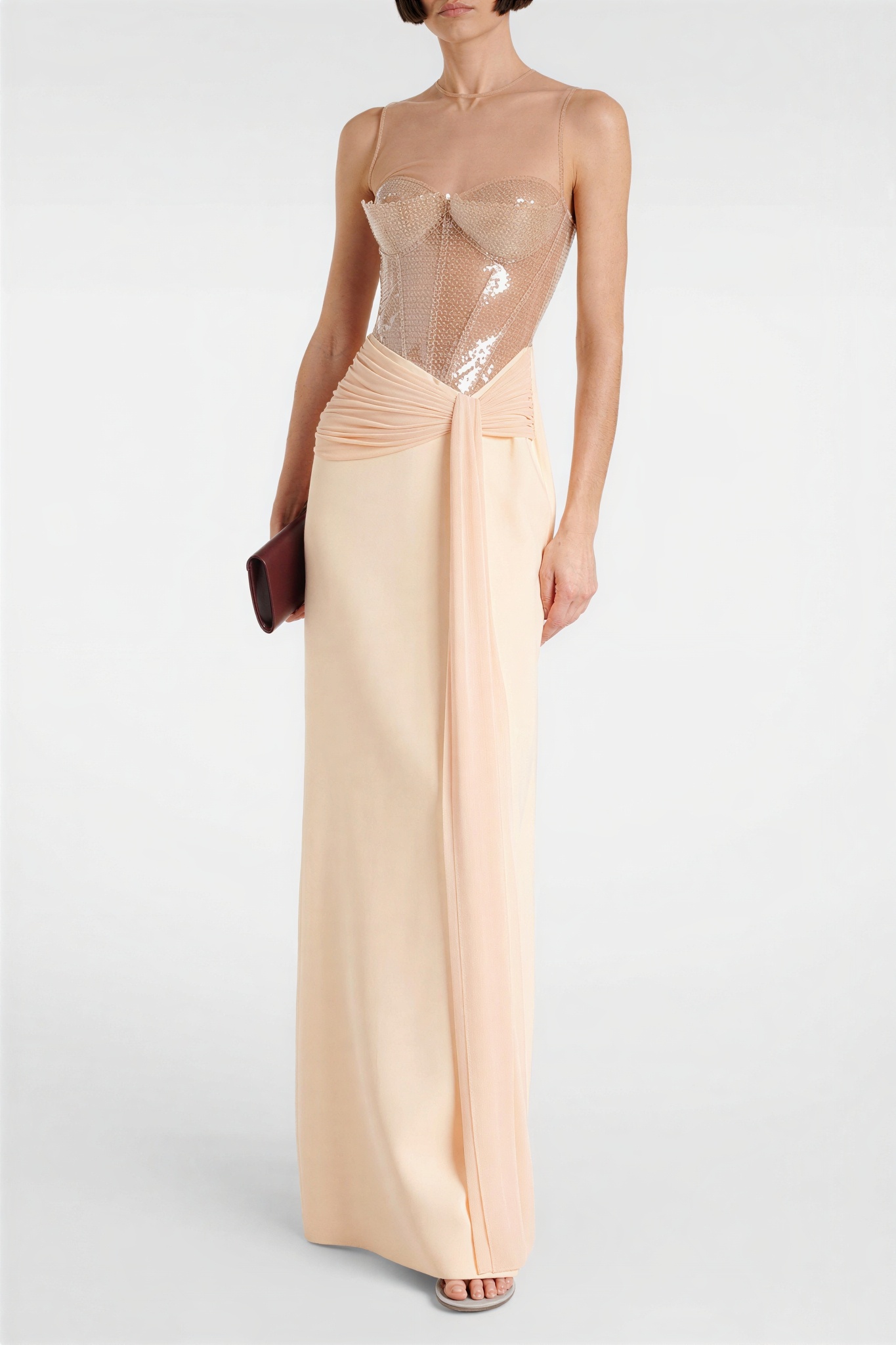 Sequin Splicing Gathering Maxi Dress