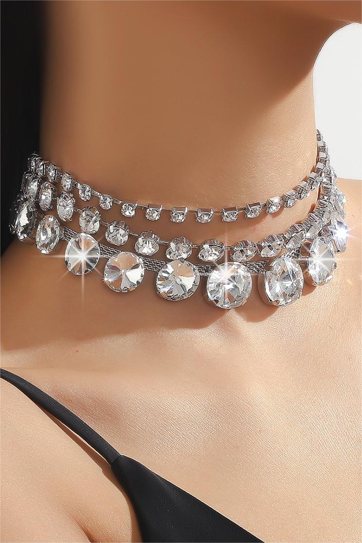 Faux Diamond Multi Layered Necklace
