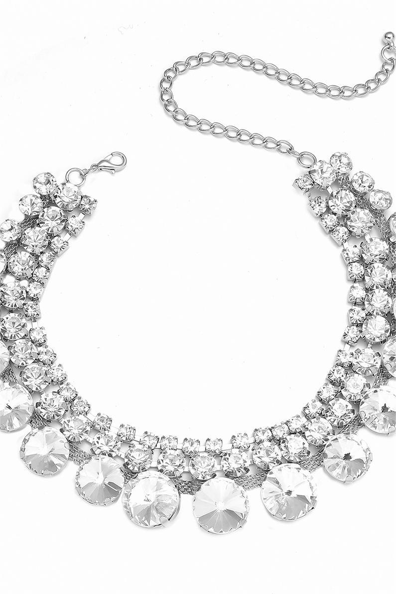 Faux Diamond Multi Layered Necklace