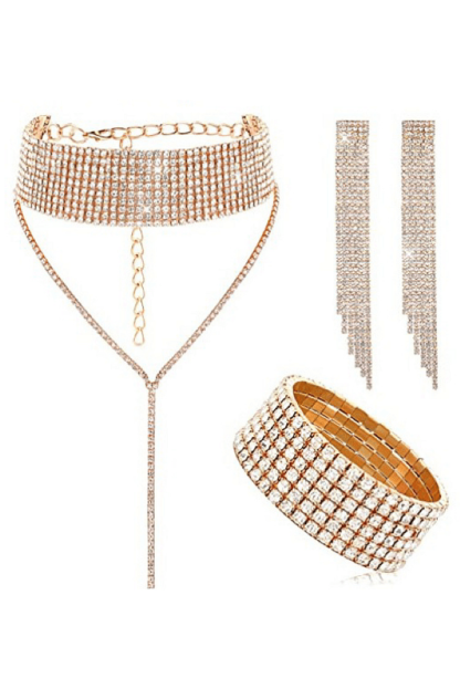 Faux Diamond Accessories Three Piece Set