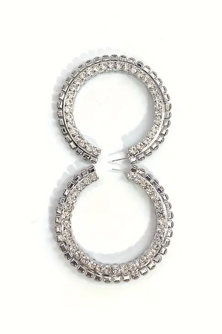 Faux Diamond Round Earrings