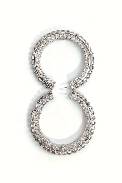 Faux Diamond Round Earrings