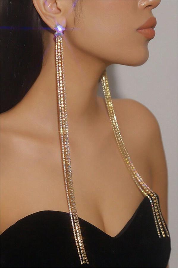 Rhinestone Tassel Earrings