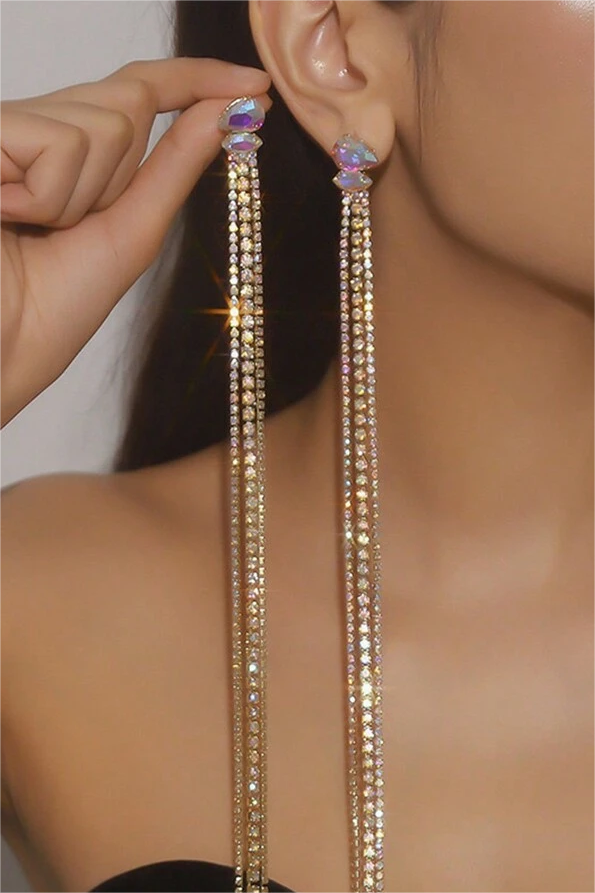 Rhinestone Tassel Earrings