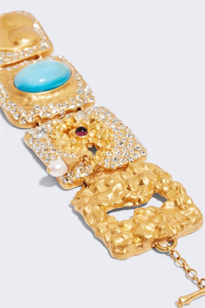 Faux Sapphire Rhinestone Metal Bracelet