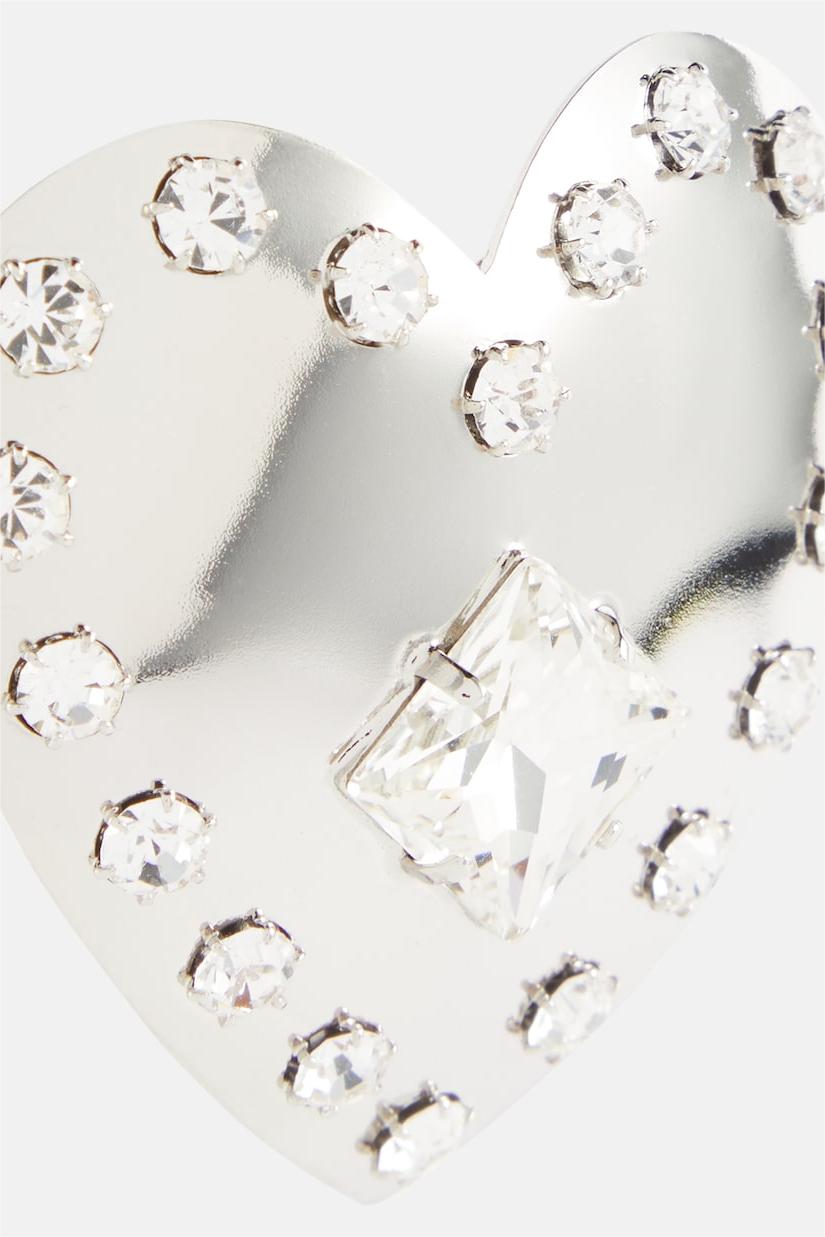 Rhinestone Heart Shape Metal Earrings