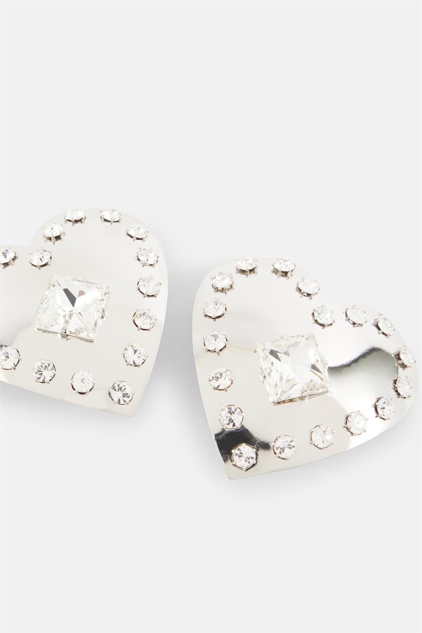 Rhinestone Heart Shape Metal Earrings