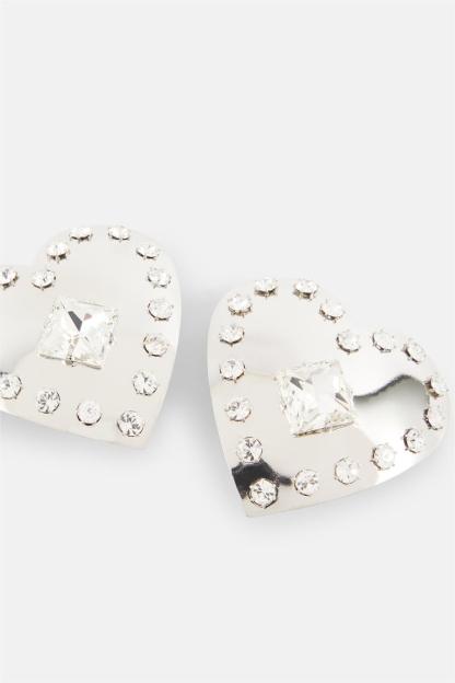 Rhinestone Heart Shape Metal Earrings