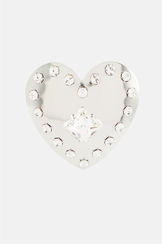 Rhinestone Heart Shape Metal Earrings