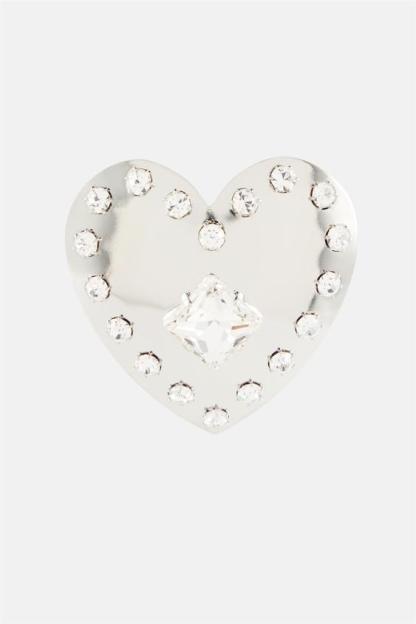 Rhinestone Heart Shape Metal Earrings