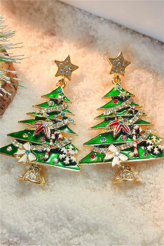 Faux Diamond Christmas Tree Shape Earrings