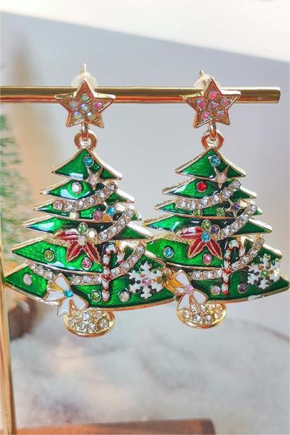 Faux Diamond Christmas Tree Shape Earrings