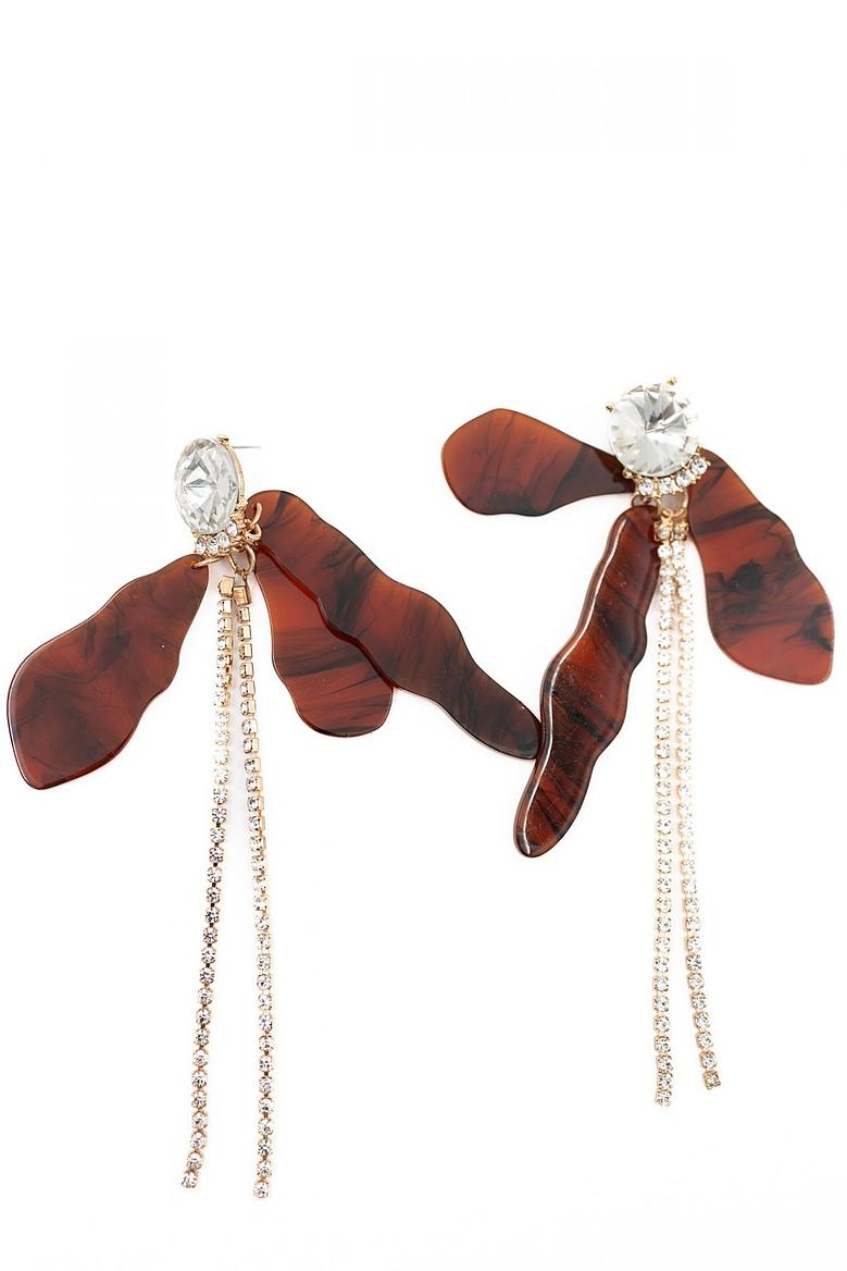Irregular Shape Acrylic Faux Diamond Tassel Earrings
