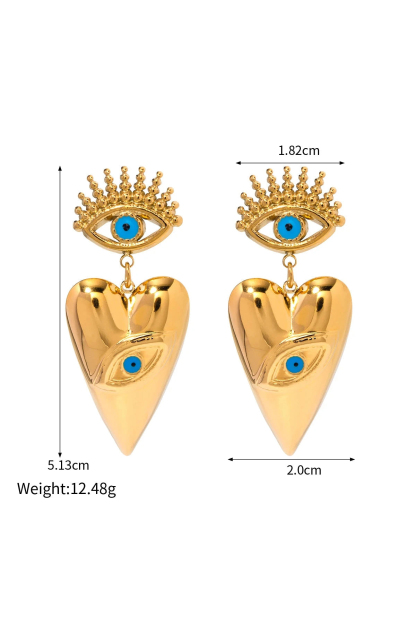 Metal Heart Shape Eye Shape Drop Earrings