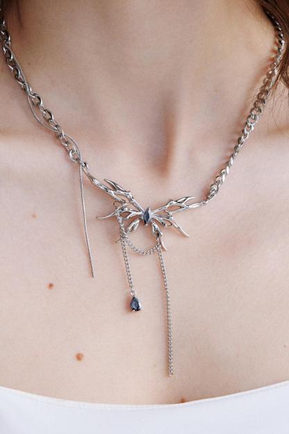 Metal Butterfly Tassel Necklace