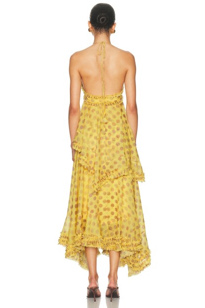 Abstract Print Halter Neck Midi Dress