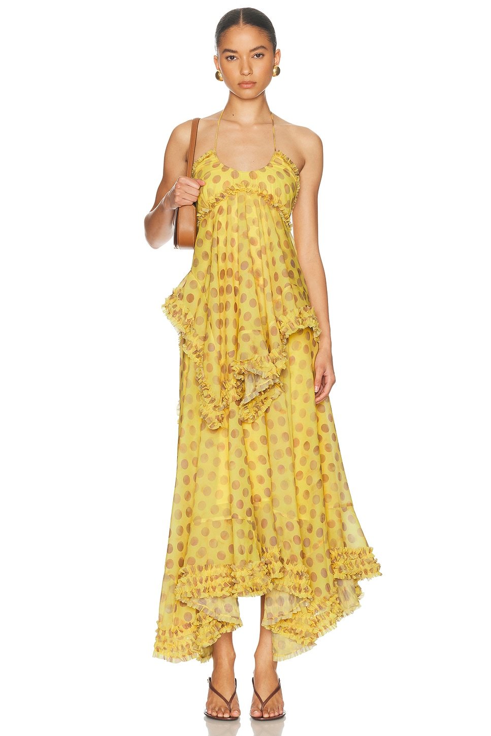 Abstract Print Halter Neck Midi Dress