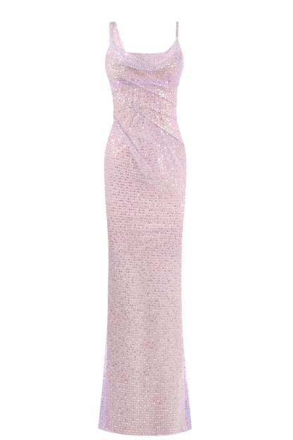 Sequin Cowl Neckline Backless Slip Maxi Dress