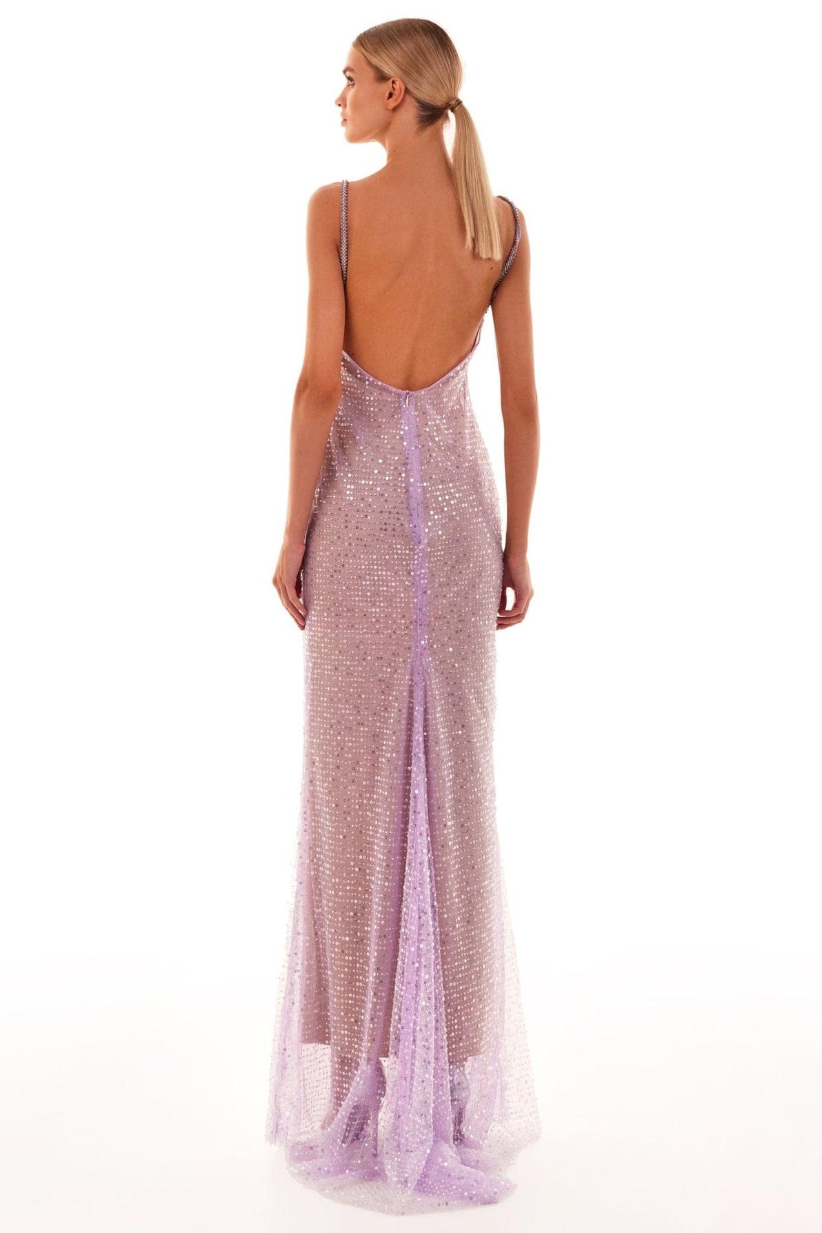 Sequin Cowl Neckline Backless Slip Maxi Dress