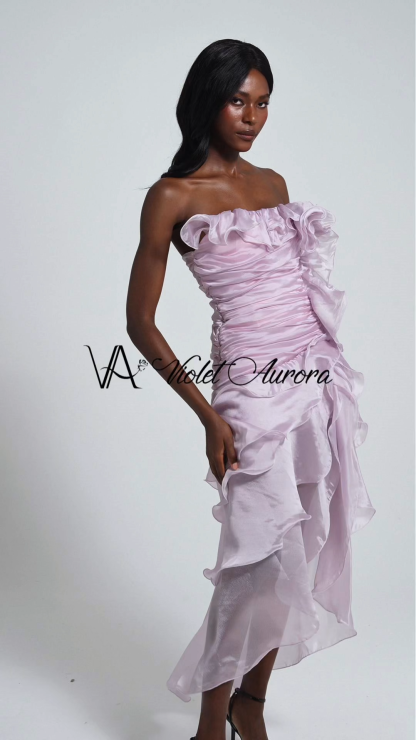 Off Shoulder Gathering Frill Maxi Dress