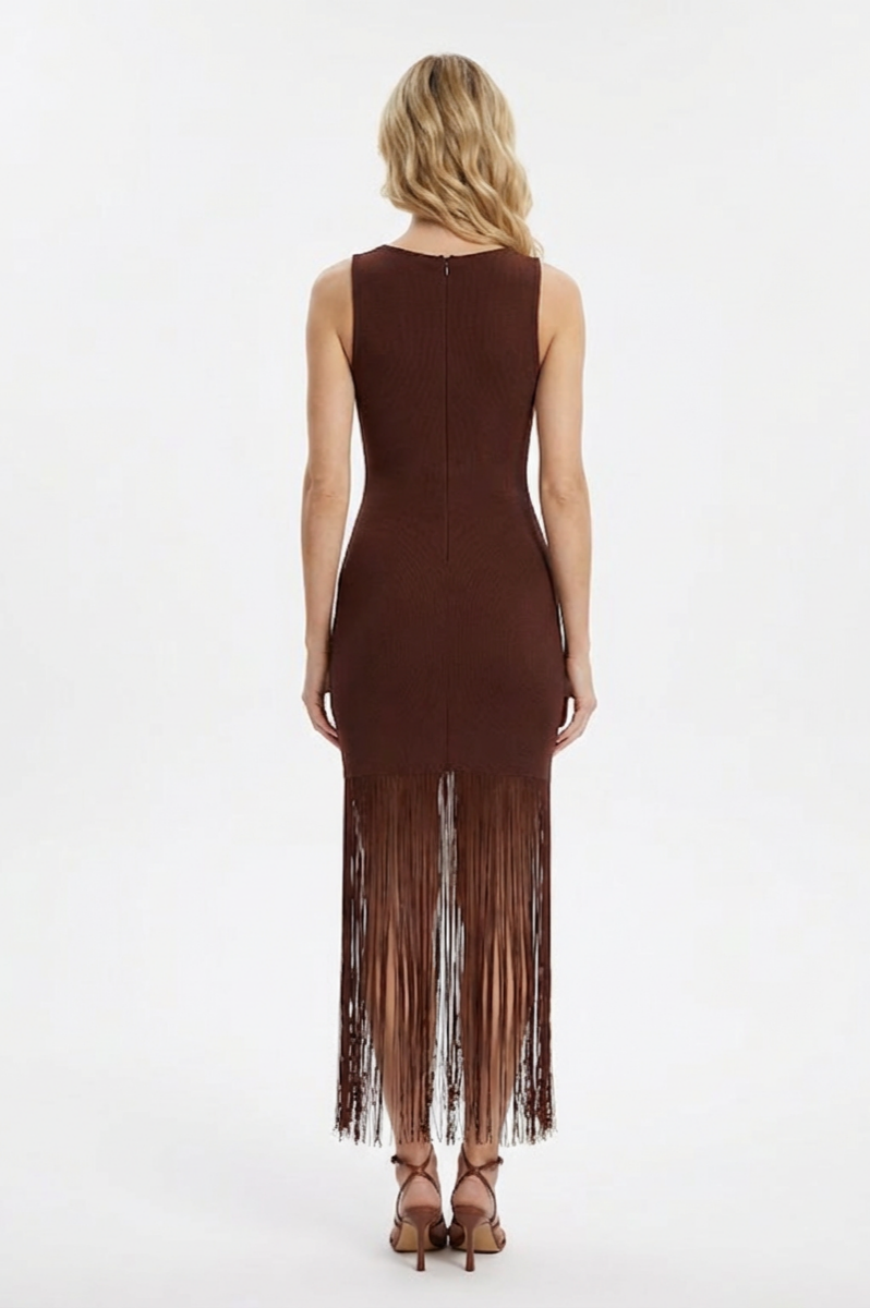 Bandage Tassel Sleeveless Maxi Dress