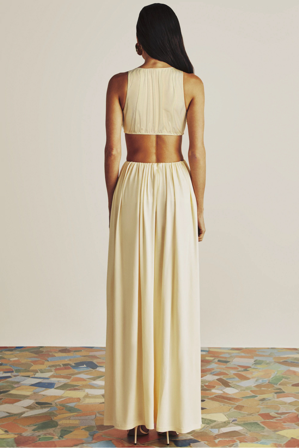 Round Neck Cut-Out Solid Maxi Dress