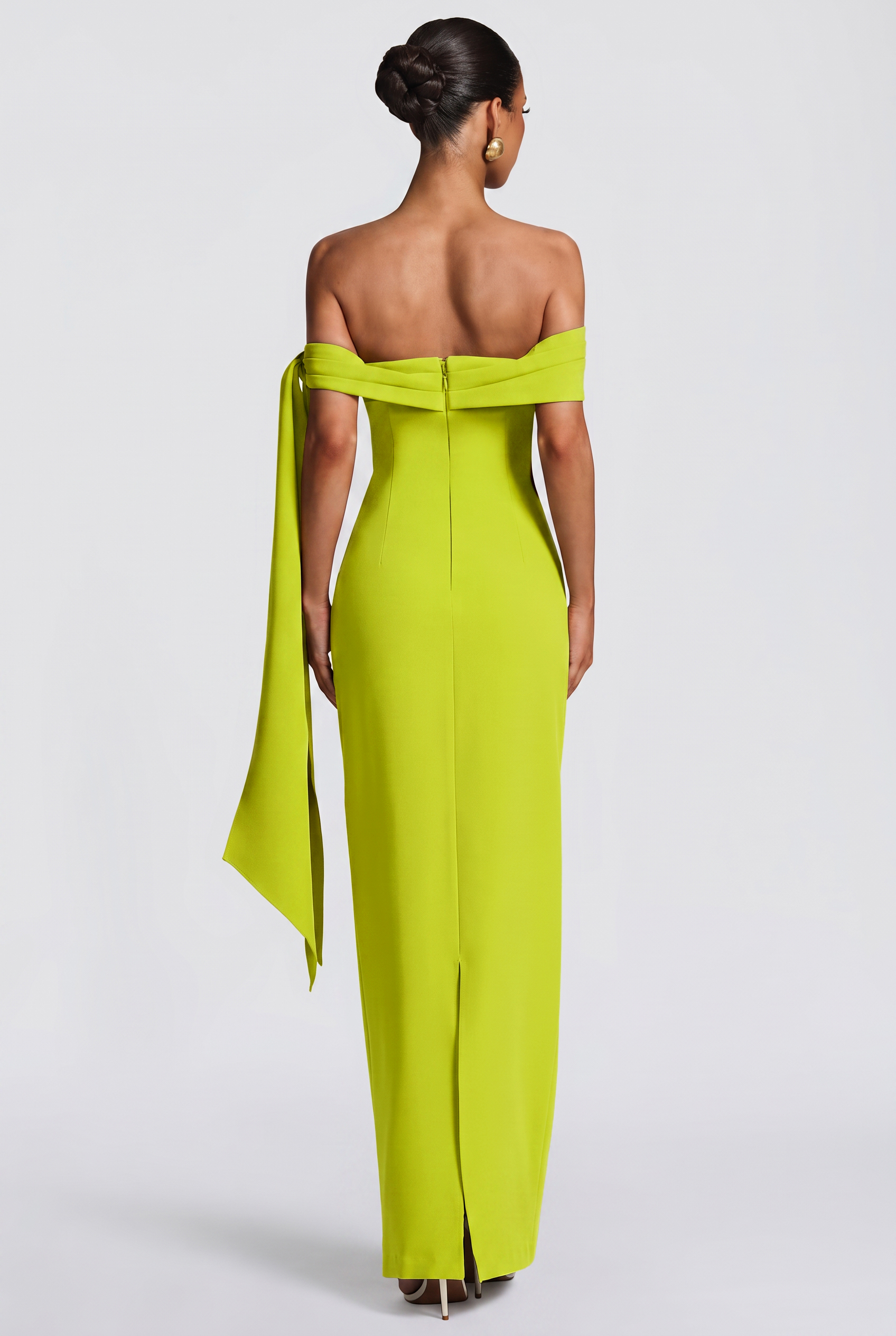 Solid Off-Shoulder Tie-Up Maxi Dress