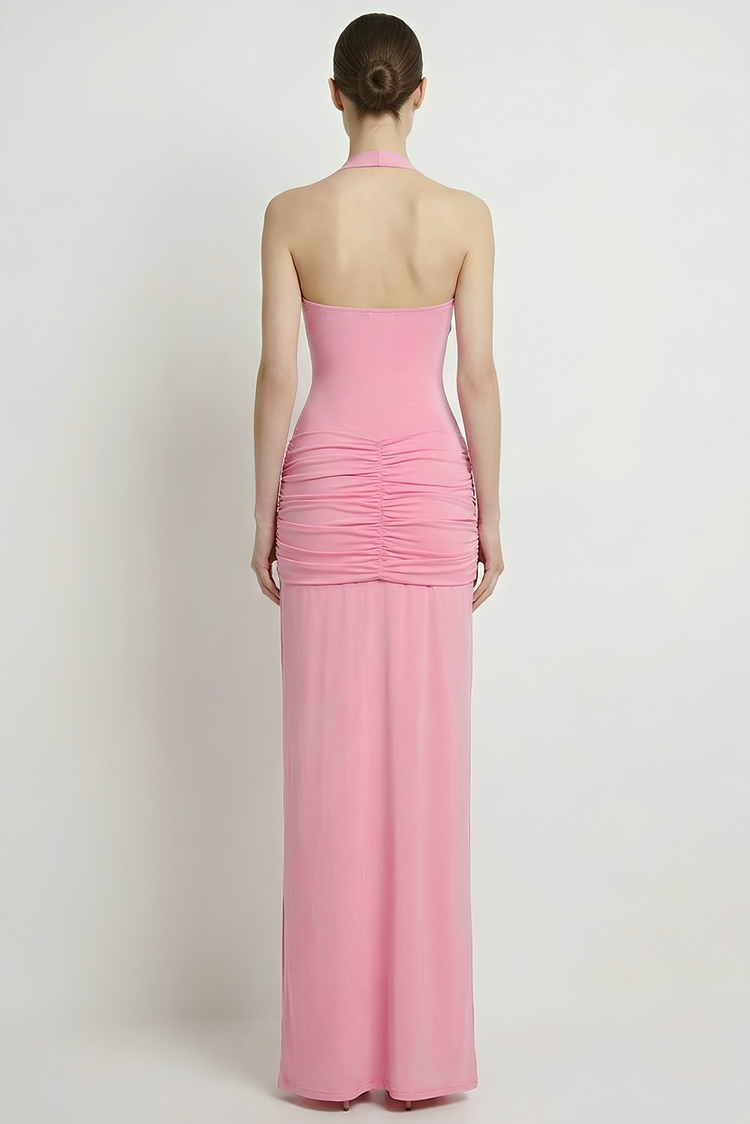 Jersey Gathering Halter Neck Maxi Dress