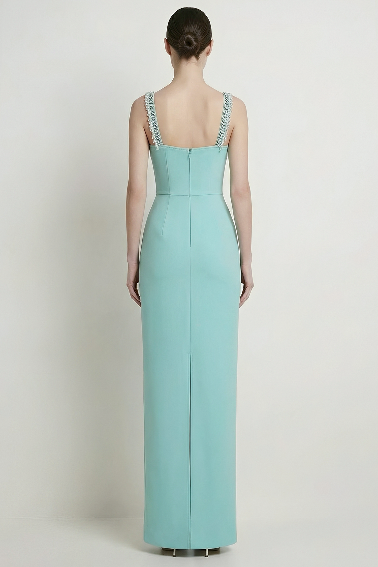 Bandage Cut-Out Beaded Rhinestone Rivets Maxi Dress