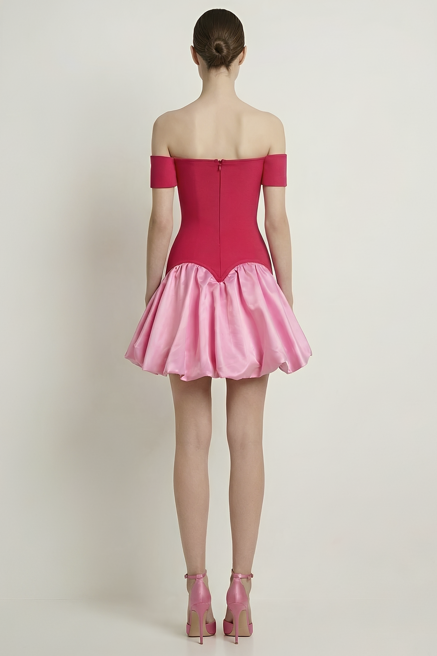 Bandage Splicing Satin Rivet Mini Dress