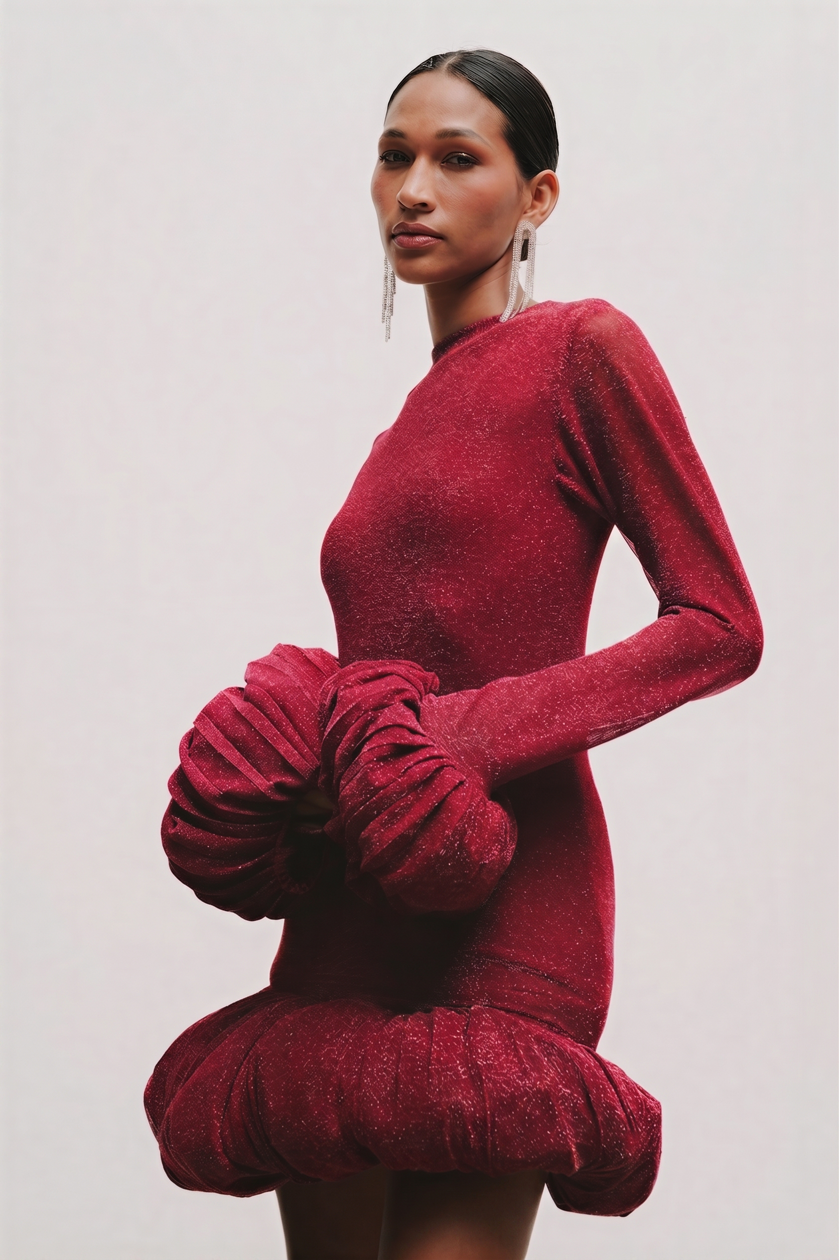 Luxury Ruffle Long Sleeve Mini Dress