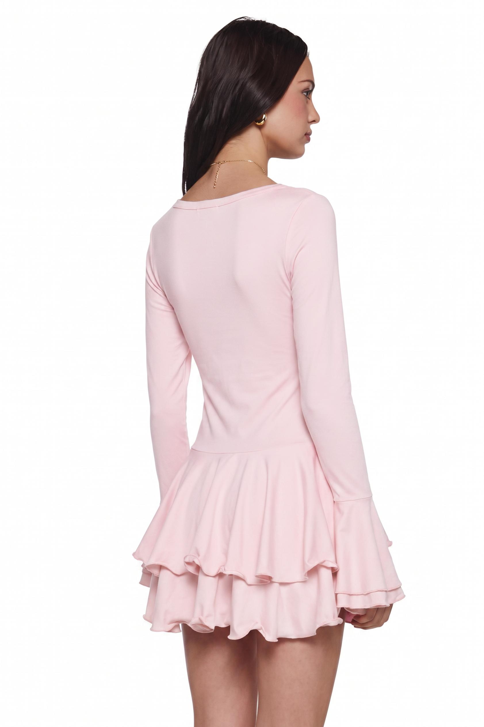 Jersey Single Breasted Ruffle Mini Dress