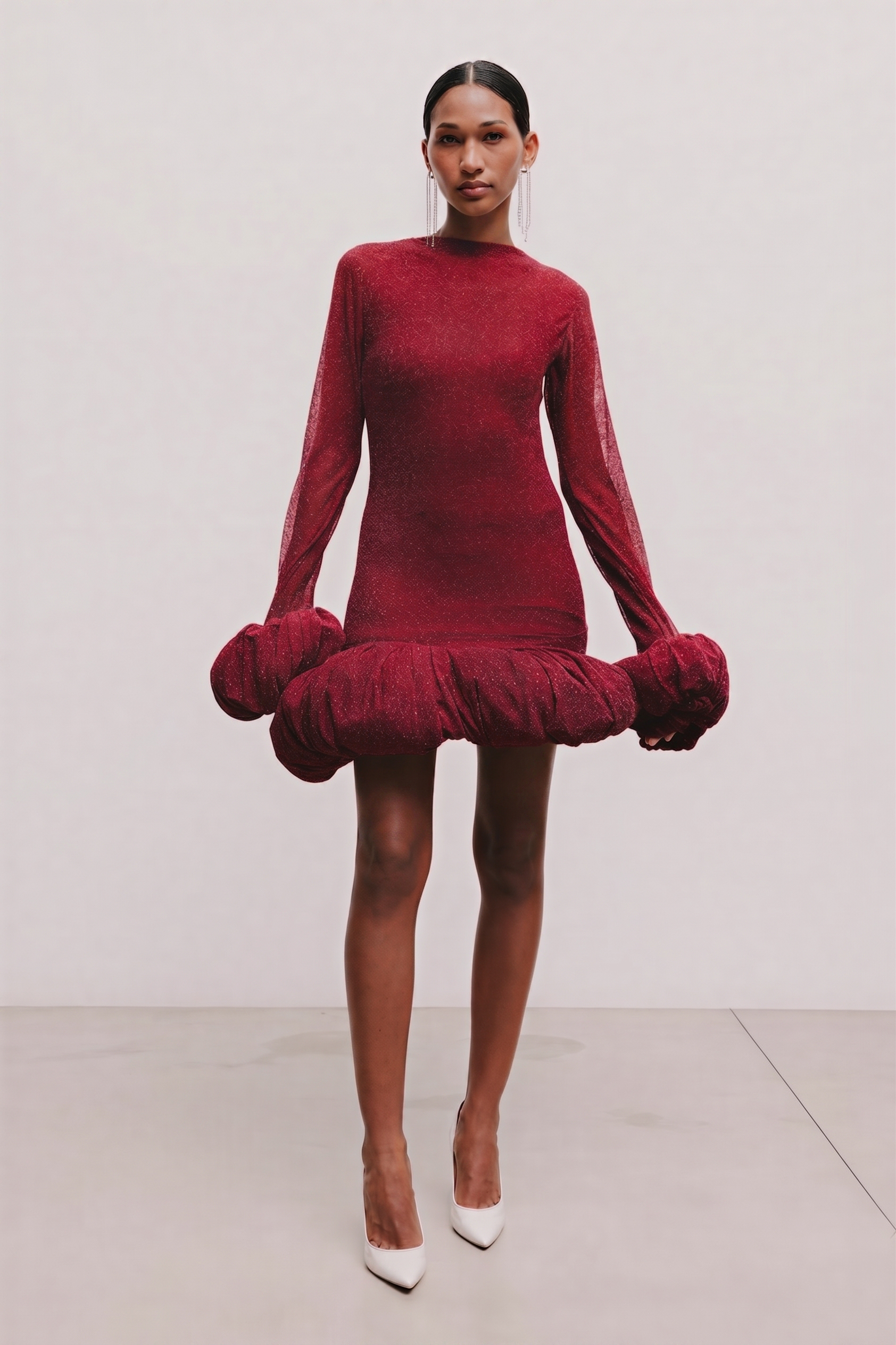Luxury Ruffle Long Sleeve Mini Dress