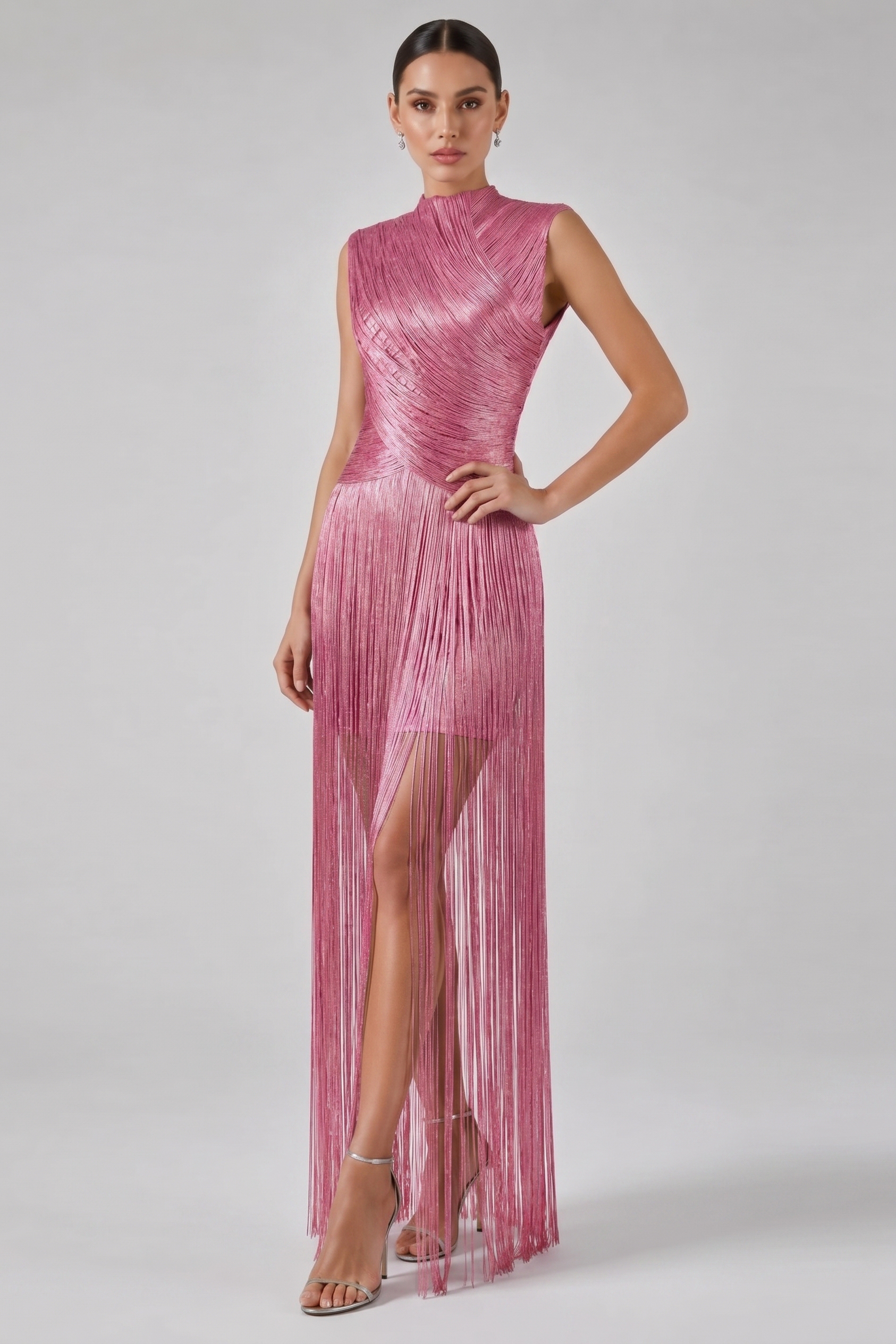 Bandage Tassel Sleeveless Maxi Dress