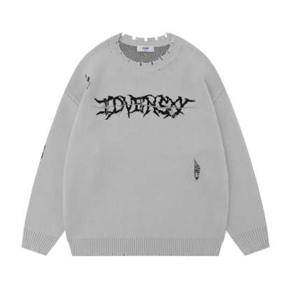 Skull Skeleton Ripped Round Neck Sweater