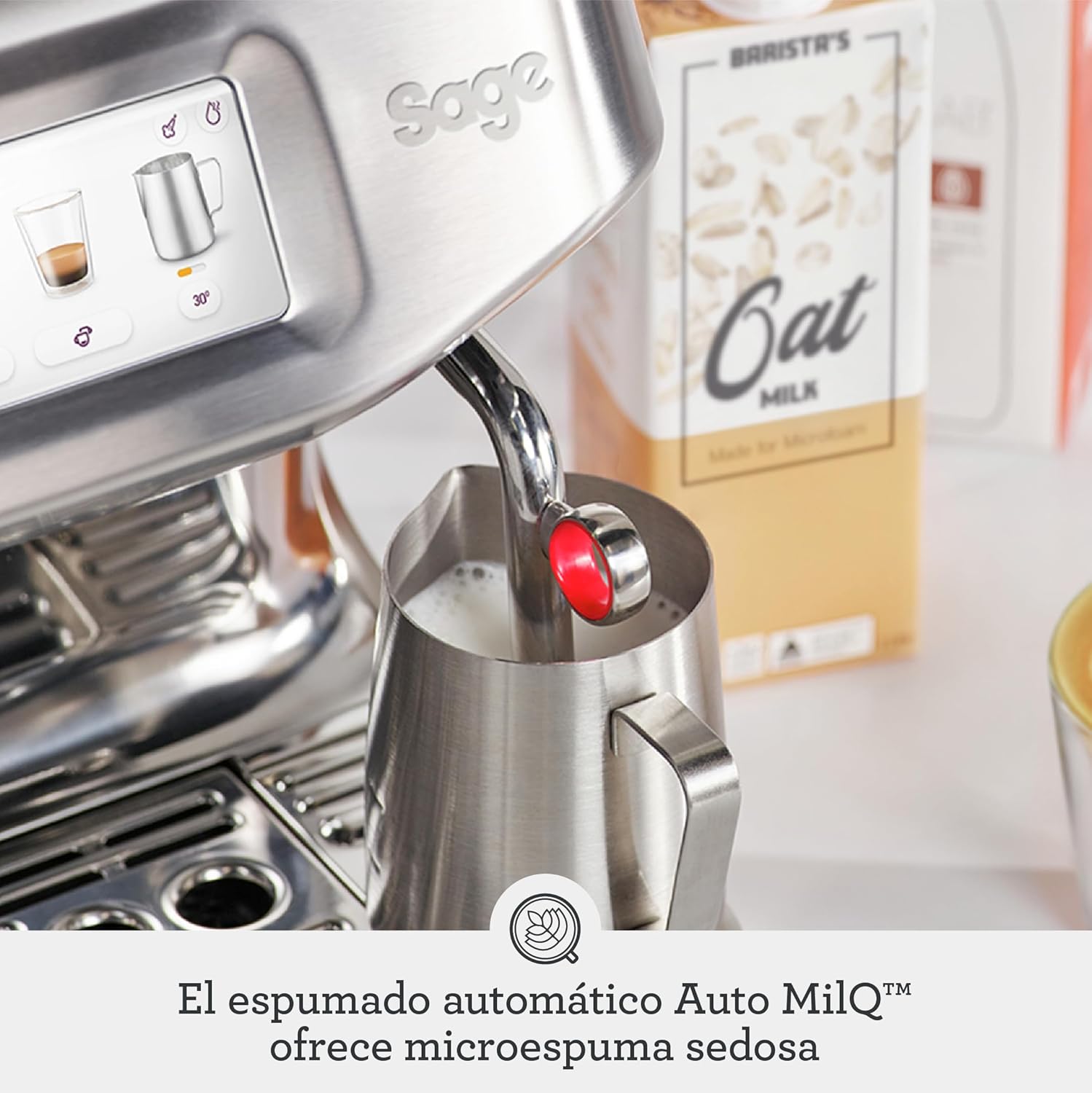 Sage Barista Touch Impress - Cafetera Profesional con Espumador de Leche Automático y Molinillo Incorporado, Acero Inoxidable