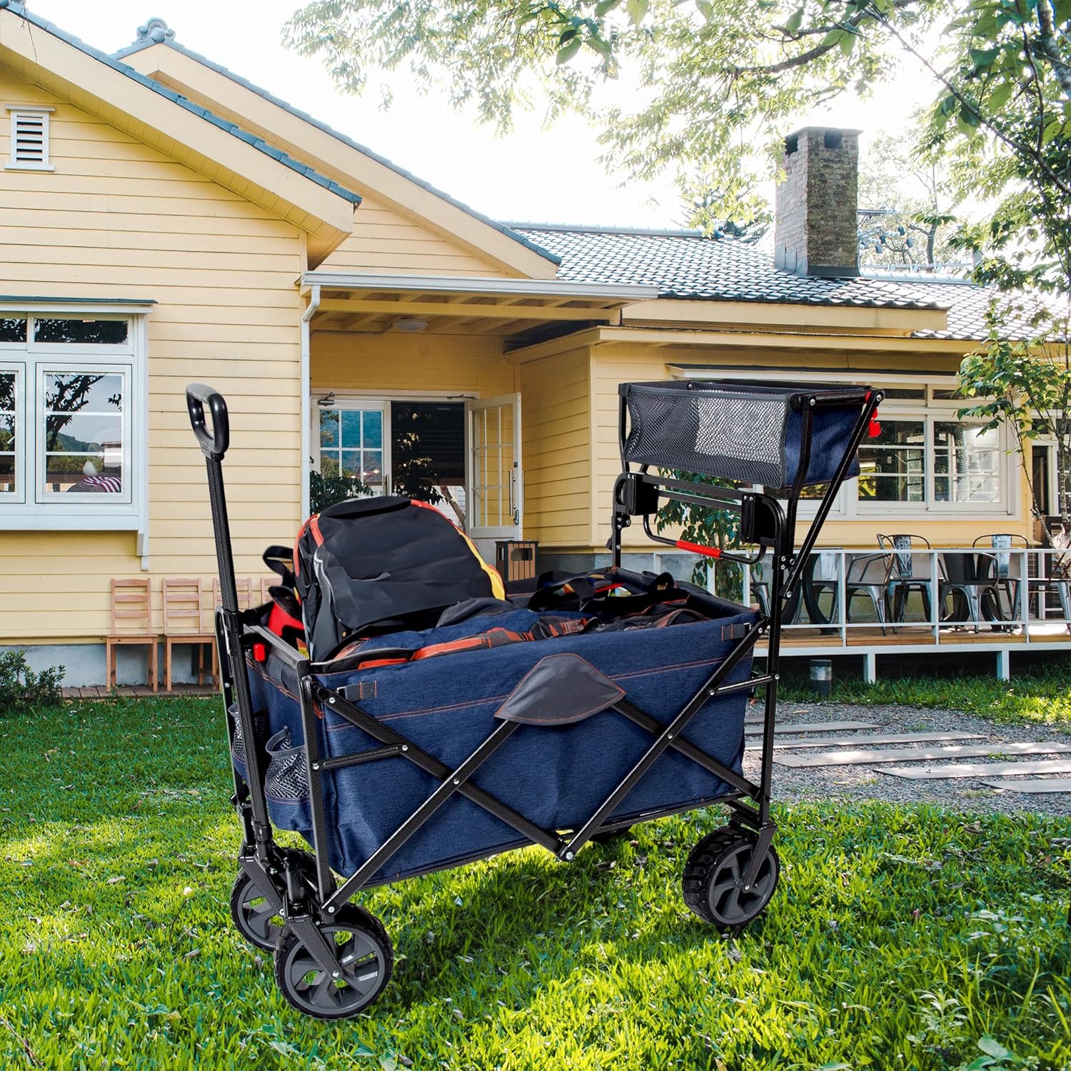Mathtc Sports Deluxe Push Pull Folding Wagon with Brakes