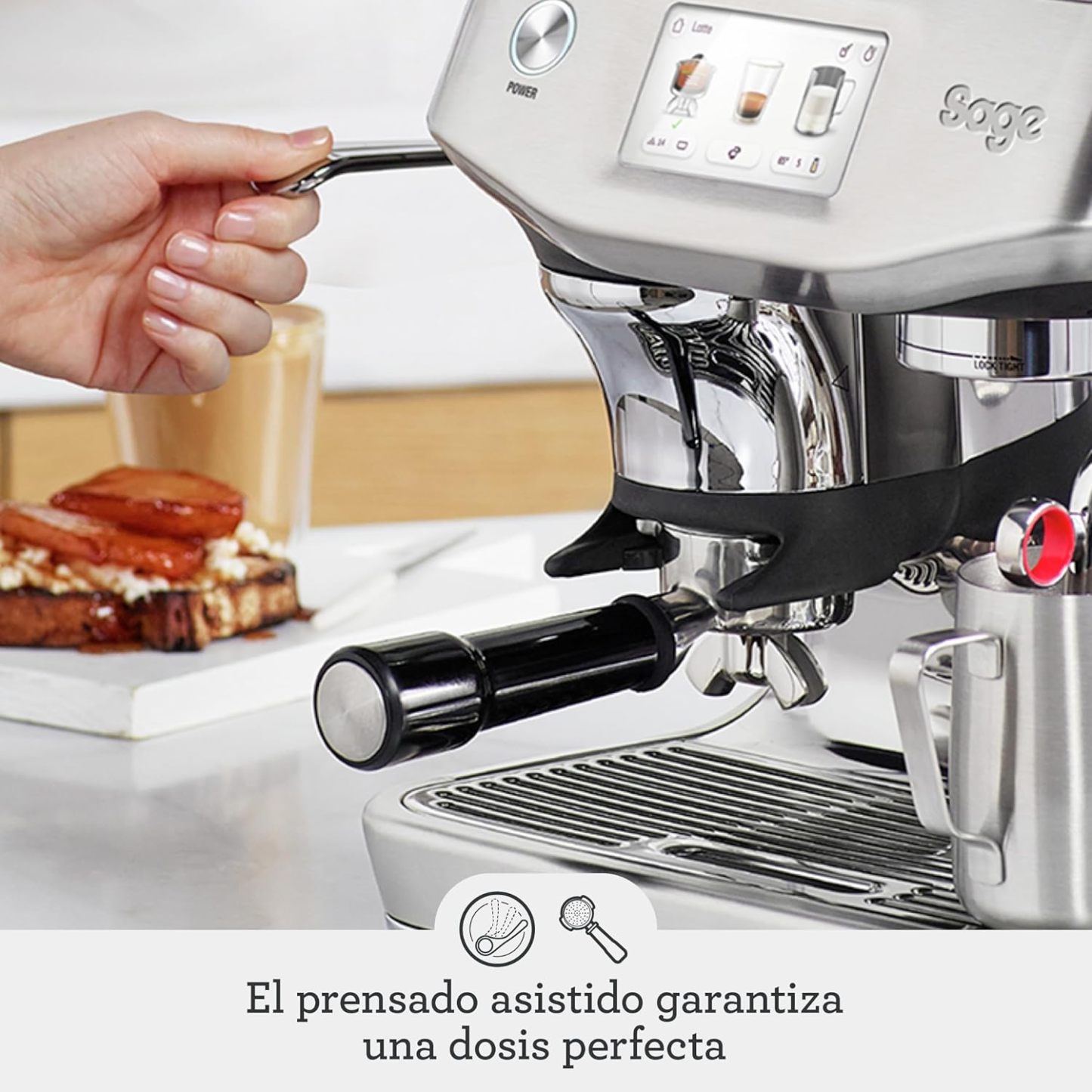 Sage Barista Touch Impress - Cafetera Profesional con Espumador de Leche Automático y Molinillo Incorporado, Acero Inoxidable