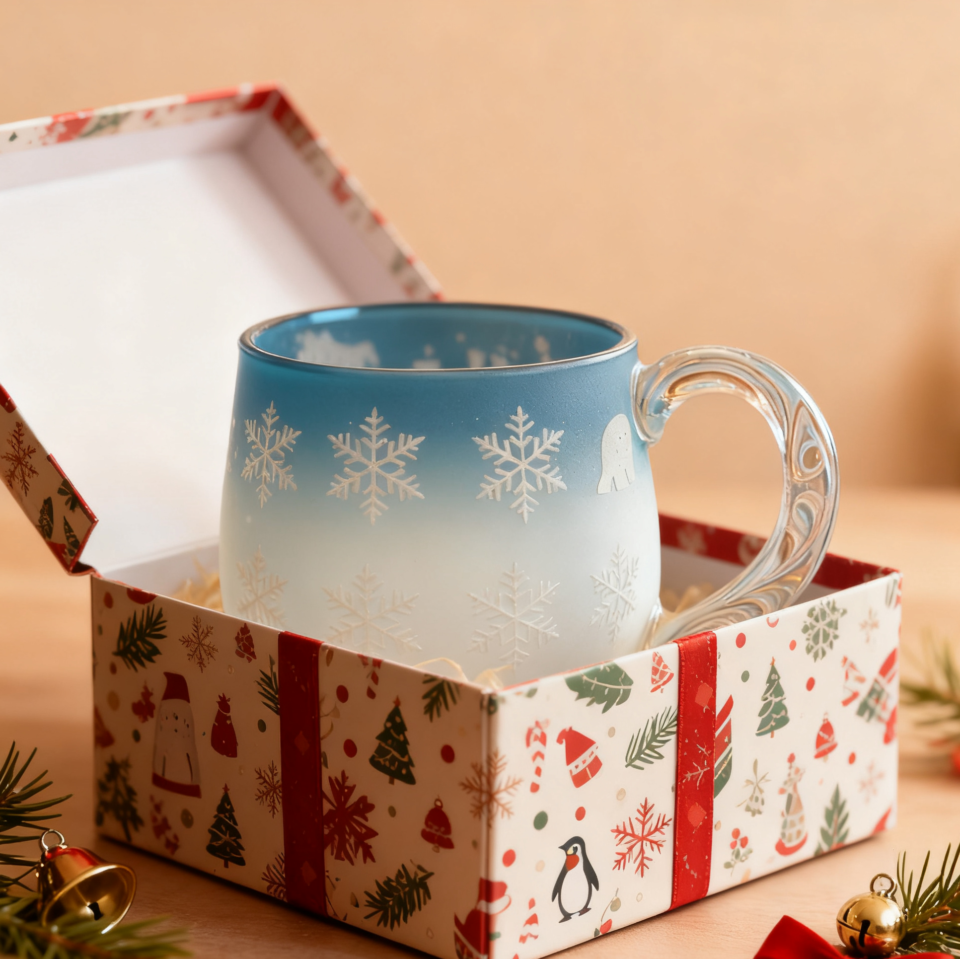 🎄Christmas Best Gifts🎄 Christmas Ocean & Sunset Glass Mug Series (Buy 1 Mug & Get 1 Sea Glass Ornament For Free.For FREE!)