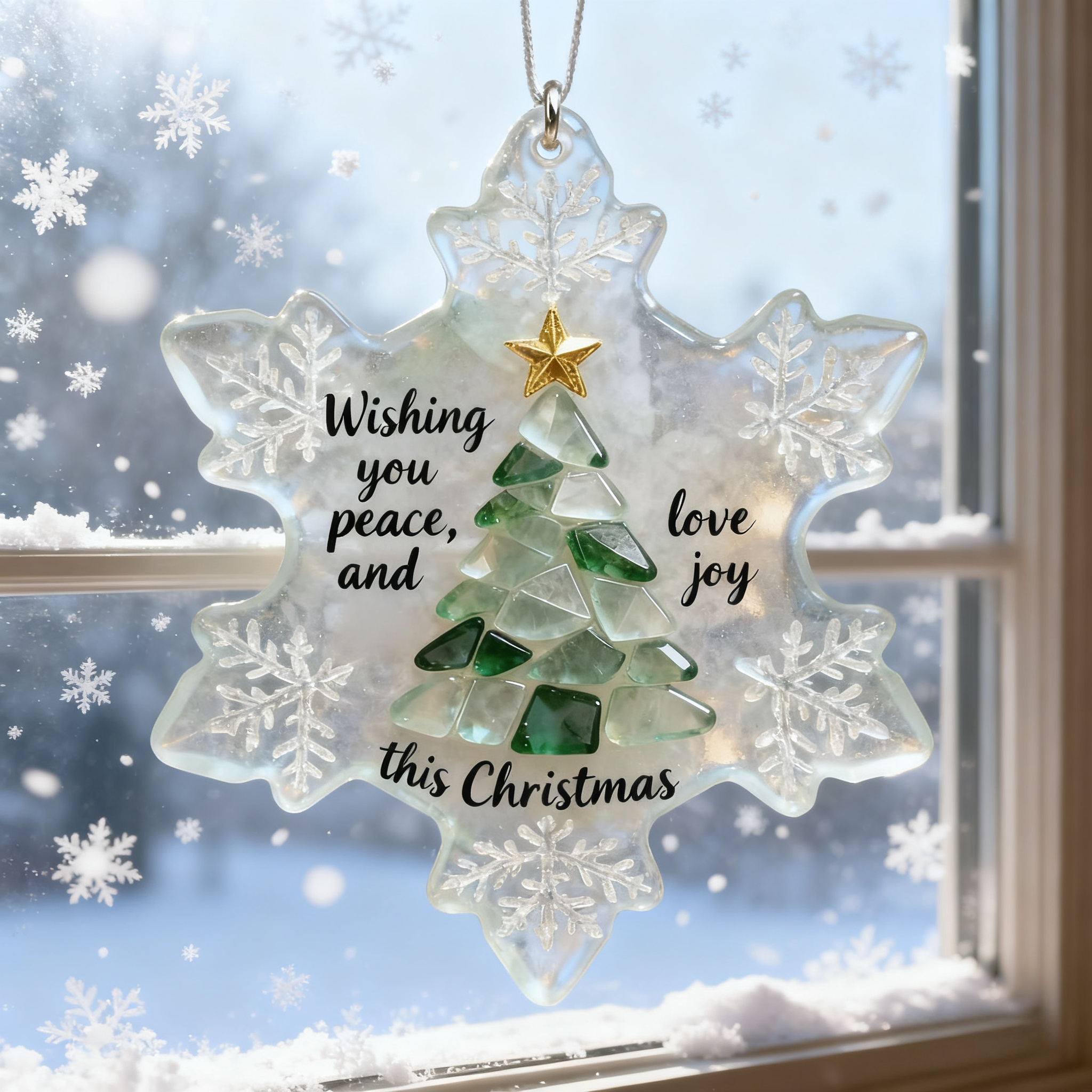 🌊Snowflake-Shaped Sea Glass Friendship Decor❄✨ Shaped by Nature & Crafted by Hand!