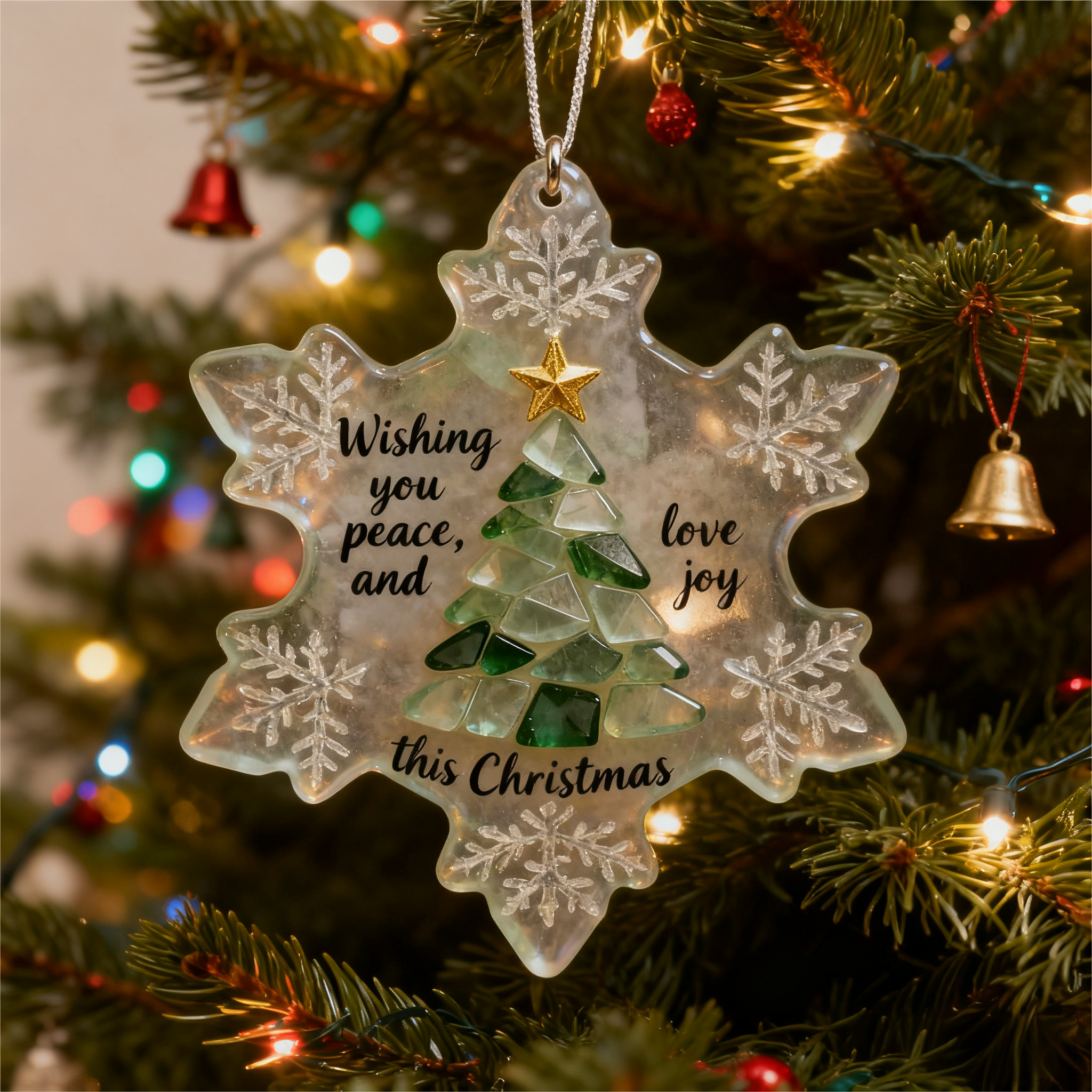 🌊Snowflake-Shaped Sea Glass Friendship Decor❄✨ Shaped by Nature & Crafted by Hand!